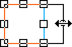 Center handle of object being dragged to scale either horizontally or vertically.