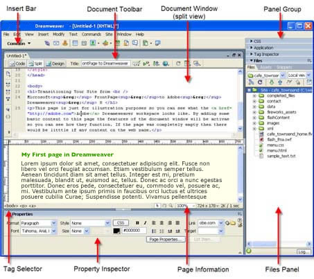 dreamweaver interface